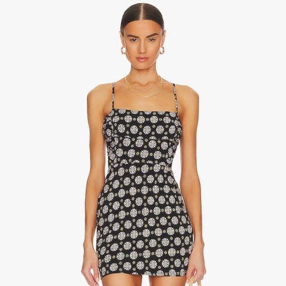 Free People Center Of Attention Mini Dress in Black Combo Size XS - Picture 4 of 8